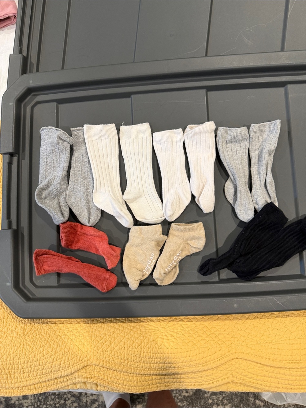 Girls 7 pair assorted Ribbed Socks Multipack - White, Gray, Red, Cream, Black